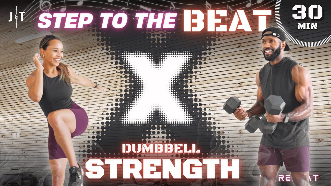 30 Minute Step To The Beat X Full Body Dumbbell Strength Workout [NO REPEAT]