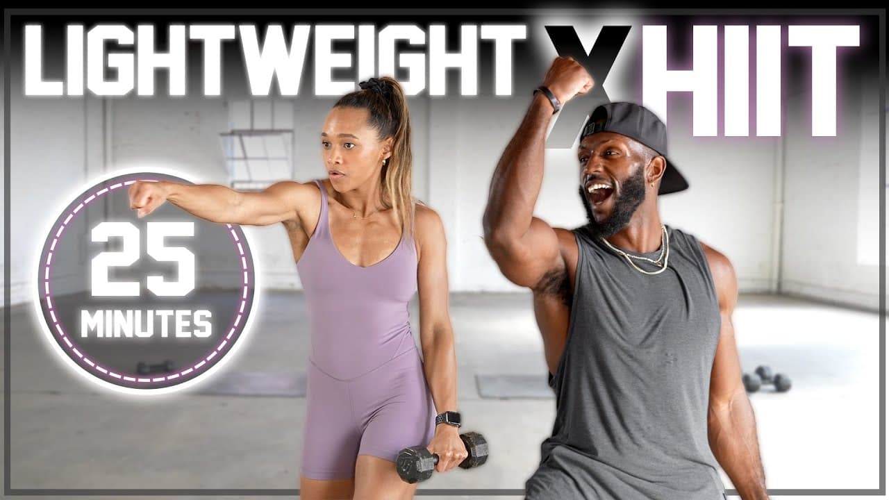 25 min de HIIT de corpo inteiro com halteres leves