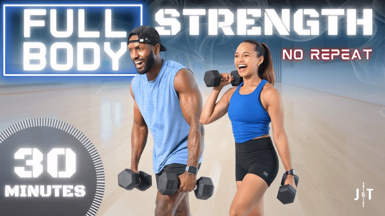 30 Minute Full Body Dumbbell Strength Training Workout [NO REPEAT]