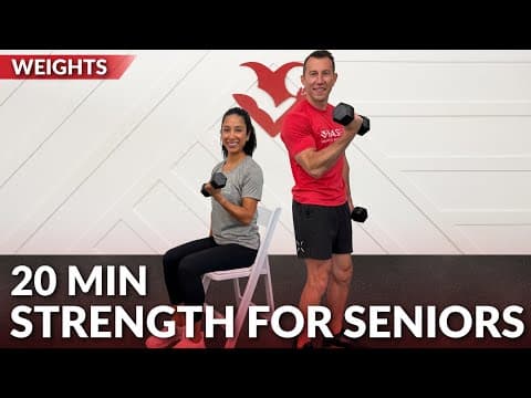 20 Min Strength Training for Seniors Exercise at Home - Chair Workout Weight Training Over 70
