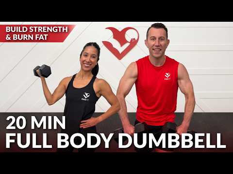 20 Min Full Body Dumbbell Workout at Home Strength Training - No Repeat Weight Loss for Women & Men
