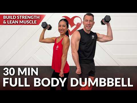 30 Min Full Body Strength Training at Home with Dumbbells Workout - Resistance Training with Weights