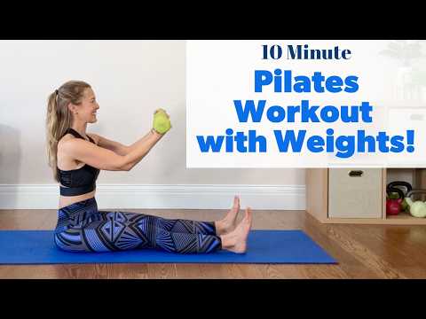 10Min PILATES WORKOUT WITH WEIGHTS - Full Body Workout at Home