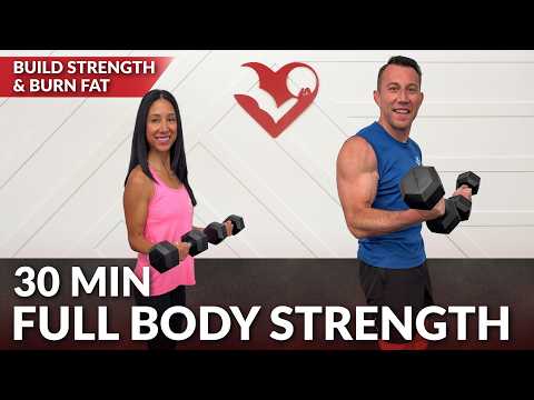 30 Min Full Body Strength Workout at Home with Dumbbells - No Repeat Weight Training for Women & Men