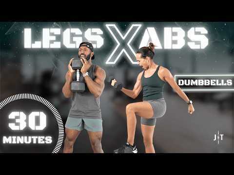 30 Minute Dumbbell Legs & Abs Workout [Heavy Strength Training]