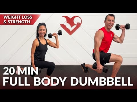20 Min Full Body Workout at Home with Dumbbells - No Repeat Strength Training for Weight Loss