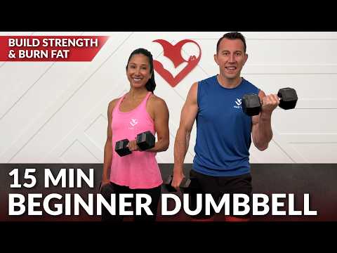 15 Min Beginner Workout at Home with Dumbbells - Full Body Dumbbell Workout for Women & Men Over 50