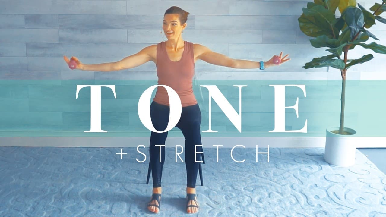 10 Min Chair Workout for Arms, Abs & Stretching