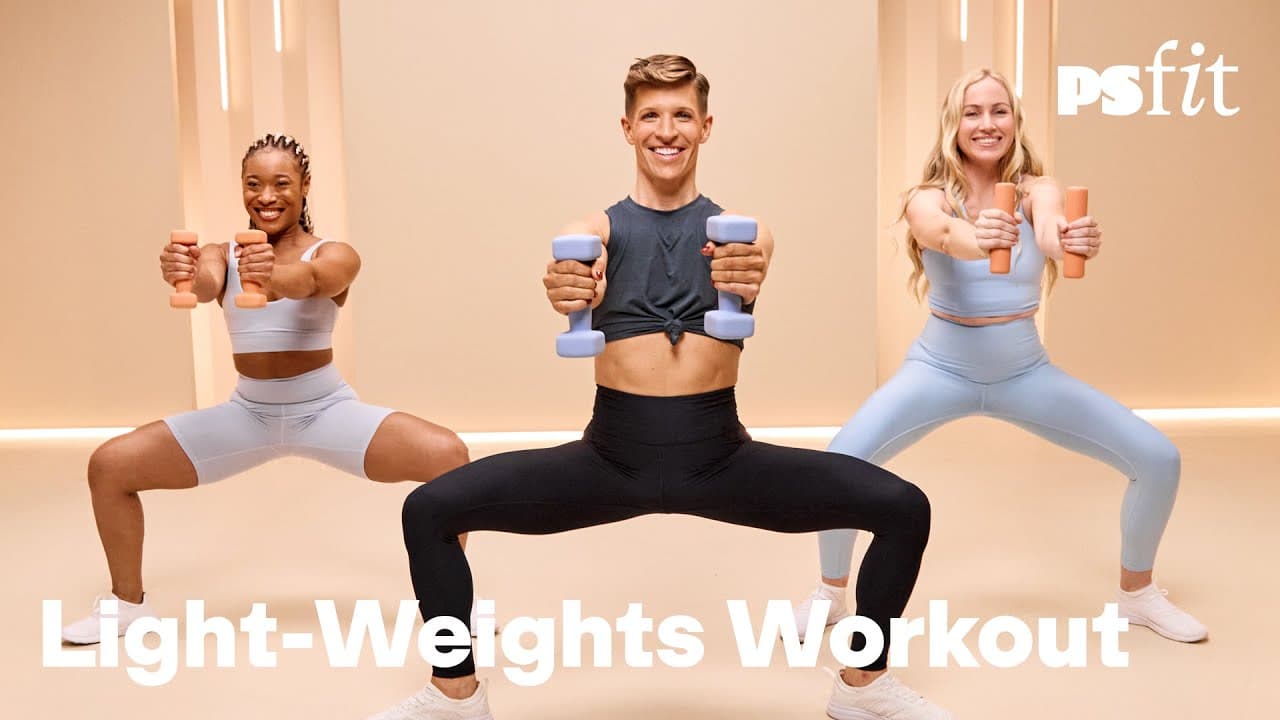 45 Min Full-Body Pilates, Strength & Cardio With Light Weights