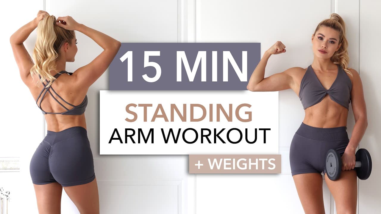 15 MIN STANDING ARMS + WEIGHTS - Gym Style / burns like fire, everything you need for toned arms