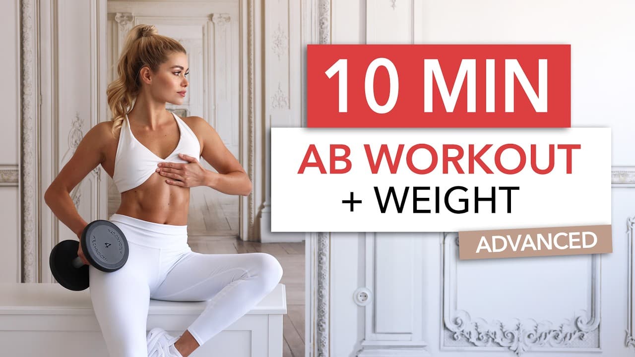 10 MIN AB WORKOUT + WEIGHT - floor only, build muscle SIZE, gym style I Dumbbell + Bench / Sofa
