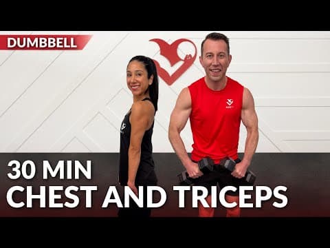 30 Min Dumbbell Chest and Triceps Workout at Home - Home Chest Workout for Women & Men