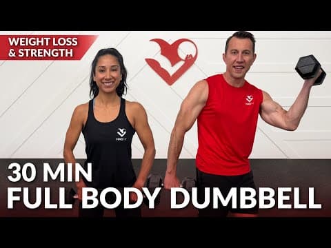 30 Min Full Body Workout - Dumbbell Home Strength Training for Women & Men & Weights Over 40 50 60