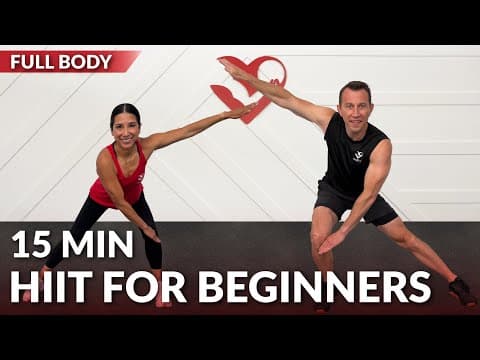 15 Min HIIT Workout for Beginners for Fat Loss - Standing No Jumping No Repeat Easy Low Impact