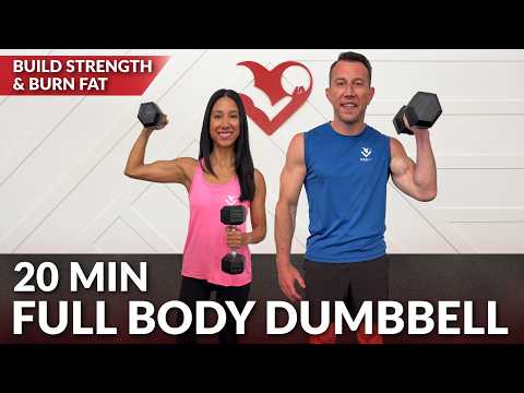 20 Min Full Body Dumbbell Workout at Home - No Repeat - Strength Weight Training for Weight Loss