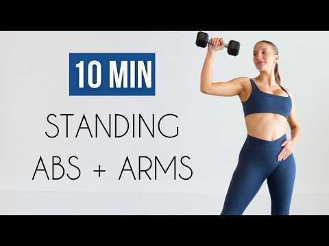 10 MIN STANDING ARMS & ABS (No Repeats, No Crunches, No Planks) - Pregnancy Friendly