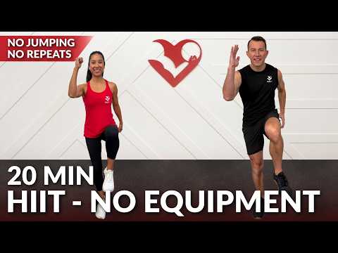 20 Min Cardio HIIT Workout at Home for Fat Loss - Bodyweight No Equipment - No Jumping - No Repeat
