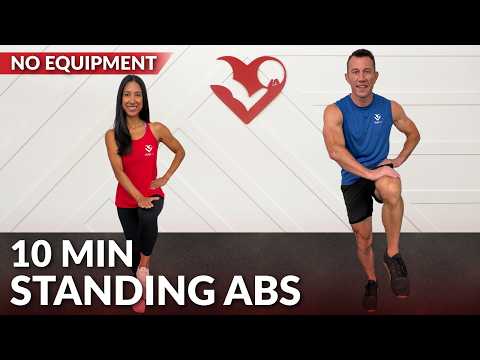 10 Min Standing Abs Workout No Equipment - No Jumping - Standing Up Ab Workout for Women & Men
