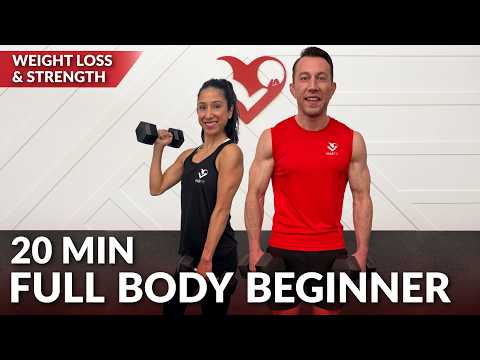 20 Min Full Body Beginner Workout at Home with Dumbbells - Strength Training for Women & Men Over 50