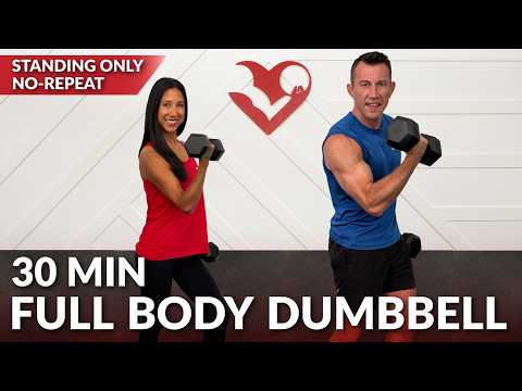 30 Min Standing Full Body Workout with Dumbbells at Home Weights for Beginners, Men, & Women Over 50