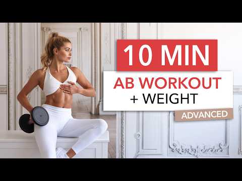 10 MIN AB WORKOUT + WEIGHT - floor only, build muscle SIZE, gym style I Dumbbell + Bench / Sofa
