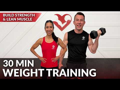 30 Min Weight Training at Home Full Body Dumbbell Workout - Strength Training for Women & Men